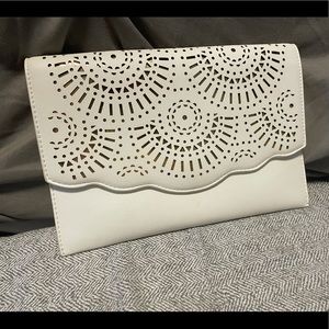 Mods luxe White with gold accent clutch or crossbody purse